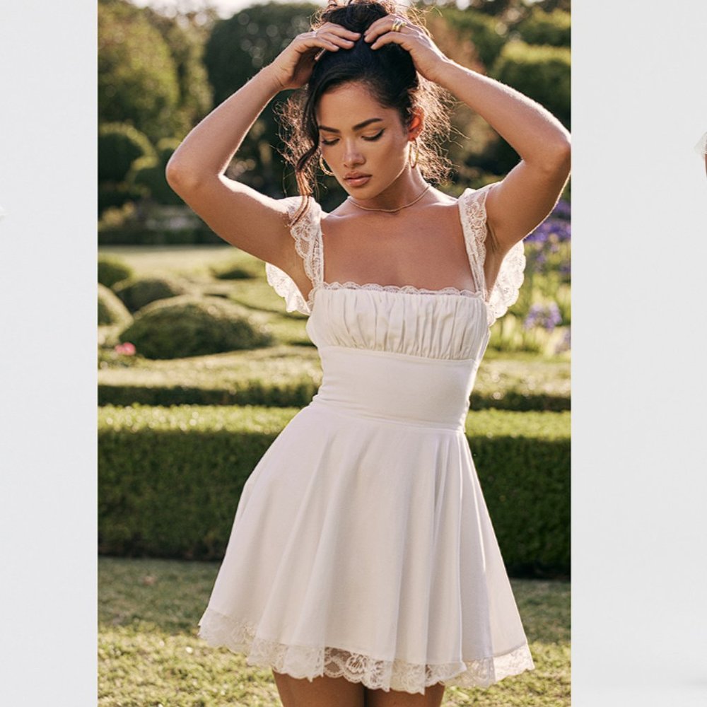 HOUSE OF CB 'Kaia' Ivory A-Line Mini Dress NWOT - Picture 3 of 17